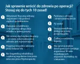 Jak sprawnie wrócić do zdrowia po operacji? 10 zasad, w tym: nie wracaj zbyt szybko do pracy, nie bagatelizuj rehabilitacji.