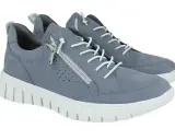 Szare sneakersy damskie z zamkiem błyskawicznym i białymi sznurówkami na grubej podeszwie.