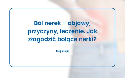 Osoba trzymająca się za bolący bok, z tekstem "Ból nerek".