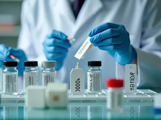 Laborant w rękawiczkach bada próbki. Zastanawiasz się, ile kosztuje badanie witaminy D3?