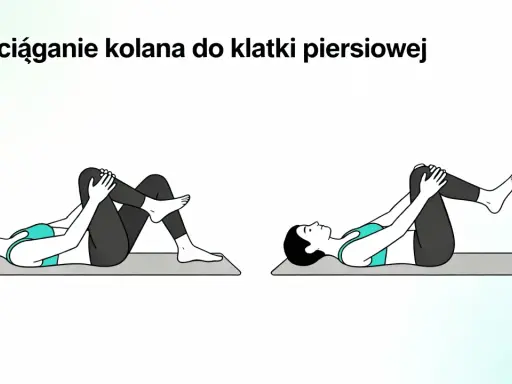 Ćwiczenie na ból korzonków: przyciąganie kolana do klatki piersiowej. Pomaga rozluźnić mięśnie.