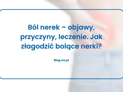 Osoba trzymająca się za bolący bok, z tekstem "Ból nerek".