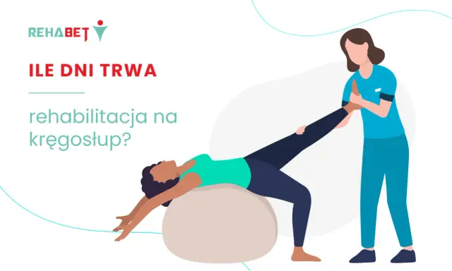 Rehabilitacja kręgosłupa lędźwiowego: fizjoterapeuta pomaga pacjentce w ćwiczeniach na piłce.