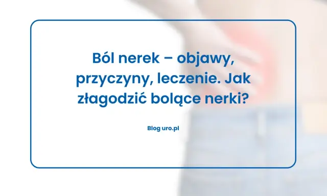 Osoba trzymająca się za bolący bok, z tekstem "Ból nerek".