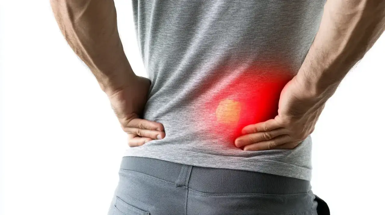 Mężczyzna odczuwa ból nerek, szuka sposobów jak złagodzić go domowymi metodami.